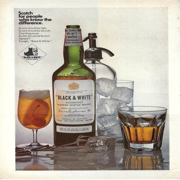 1967 Black & White Buchanan Scotch Whiskey Drinks Vintage Mag Print Ad/Poster - Picture 1 of 1